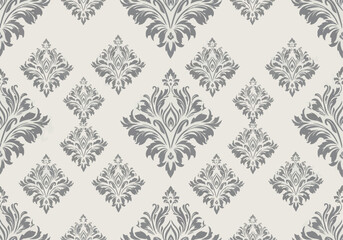 Fototapeta premium Damask seamless pattern element. Vector classical luxury old fashioned damask ornament, royal victorian seamless texture for wallpapers, textile, wrapping. Vintage exquisite floral baroque template.