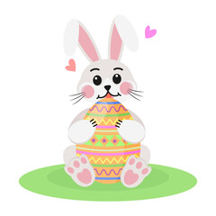 Fototapeta premium Spring Holiday Cute Bunny with Easter Egg