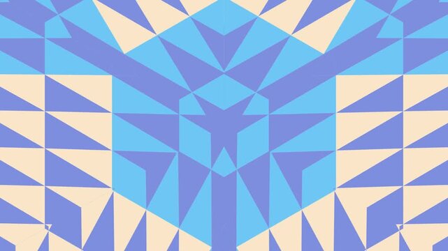 Abstract Geometric Pattern Background. Modern Mosaic Design with Blue, Purple, and Cream Triangles and Hexagons.