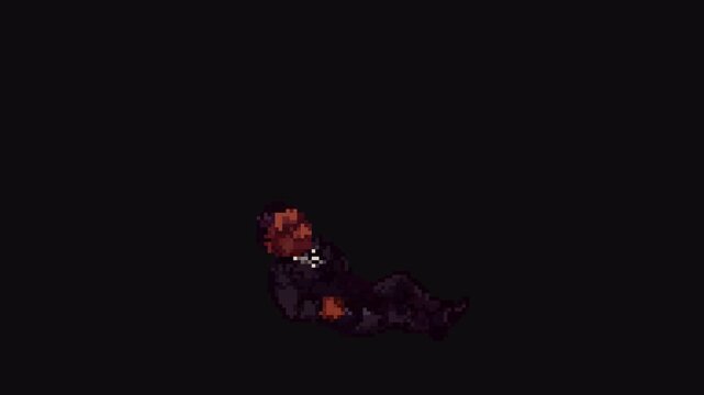 Agent Fall and Get Up Animation 8bit Pixel Art Character with Transparent Background