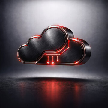 3D cloud computing symbol