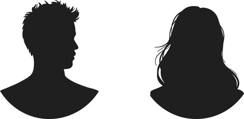 Black silhouette profile portraits of a man and a woman on white background vector illustration © MstGolenur