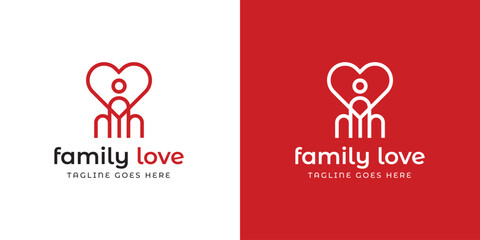 Family Love Logo Design with Heart and People Symbol