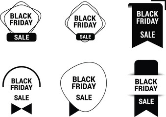 Obraz premium Collection of Black Friday sale tags and badges, perfect for promotional marketing and e-commerce