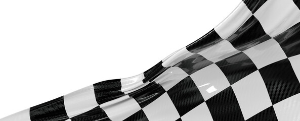Stylish checker flag design waving in the wind against a white backdrop, perfect for racing, speed, and competition conc