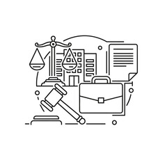 Court Building Justice Icon &ndash; Legal Courthouse Law Symbol Vector