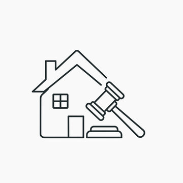 Legal Search Hammer Icon &ndash; Law Investigation Gavel Magnifier Vector