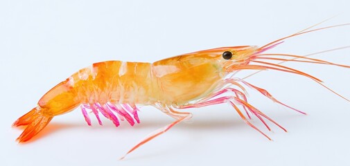 The Shrimp Isolated on White Background Closeup Studio Food Photography