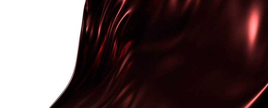 Abstract background of flowing red fabric with light reflections. Ideal for luxury, elegance, fashion, and texture conce