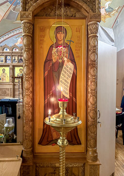 Orthodox icon of a saint in Nikolo Vasilyevsky Monastery, Donetsk Oblast, Nikolskoye, Ukraine