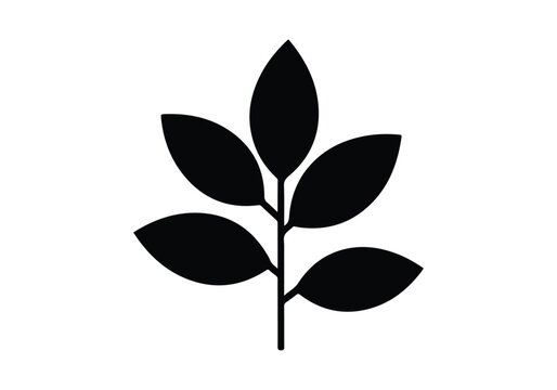 Minimalist silhouette of leaves on a stem, perfect for nature-themed designs and backgrounds.