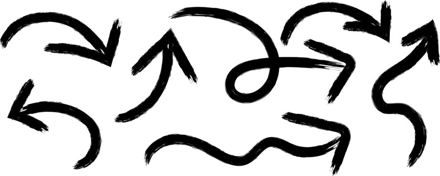 A collection of abstract black brushstroke arrows and curved lines create a dynamic chaotic and expressive visual composition high-quality professional detailed modern