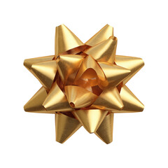 Gold star-shaped gift bow,  close-up
