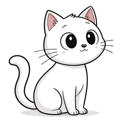 Obraz premium Cute cartoon cat vector illustration with happy smiling kitten and playful paws