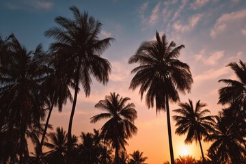 Silhouette palm trees at sunset