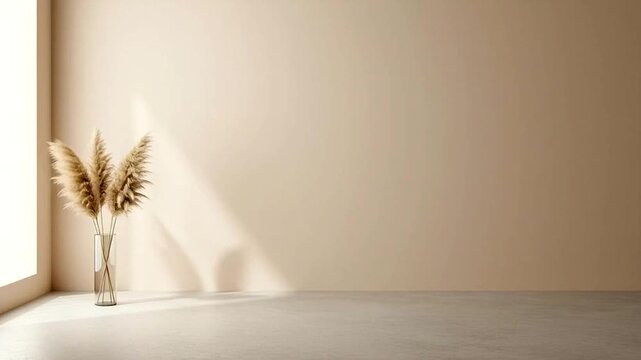 Dried Plants in Vase Near Window.