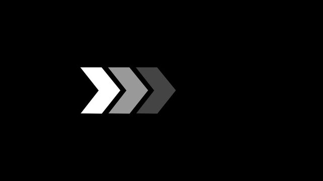 Blinking arrow navigation, white arrow on black background, seamless loop animation,with 4k video animation.
