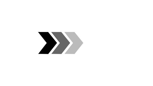 Blinking arrow navigation, black arrow on white background, seamless loop animation,with 4k video animation.