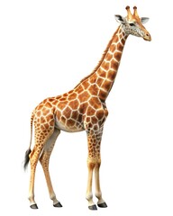 Naklejka premium Giraffe standing tall isolated on white background