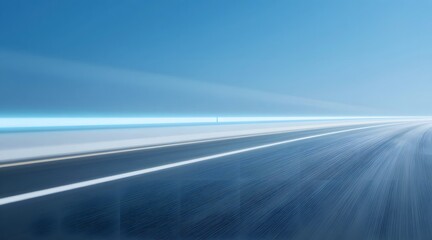 Sleek and modern road illustration with blurred motion effect and vivid blue sky