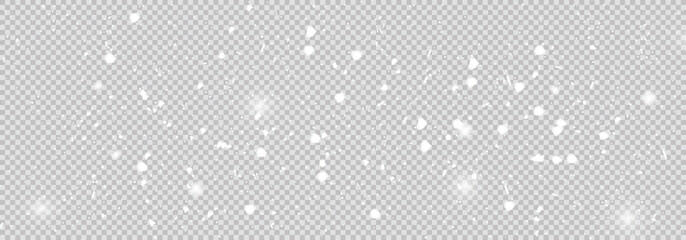 Panorama view random falling snow background. 