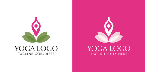Yoga Logo Design with Lotus and Meditation Symbol