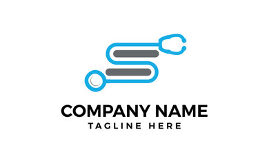 Fototapeta premium Medical report with stethoscope logo design concept