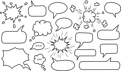 Collection of Hand Drawn Comic Speech Bubbles and Explosions © Dilara