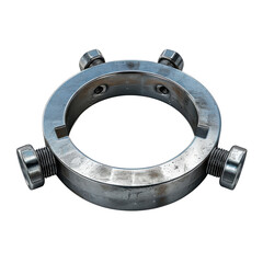 Metal ring with bolts on a transparent background