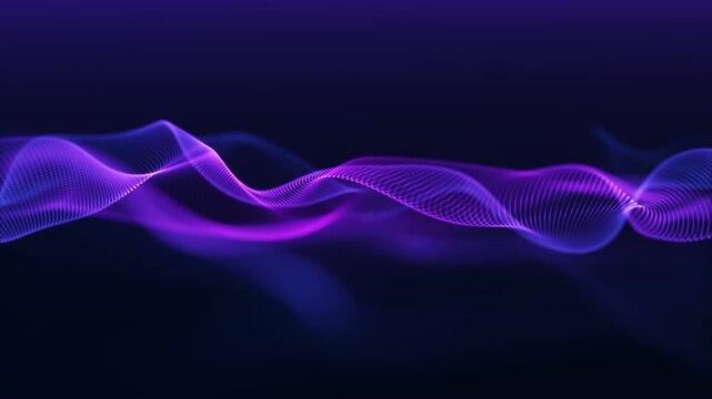 Futuristic purple neon waves with smooth gradient flow, minimalistic abstract digital background, glowing energy lines, seamless loop.