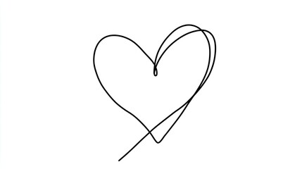 Minimalist black line art heart shape on white background love and affection