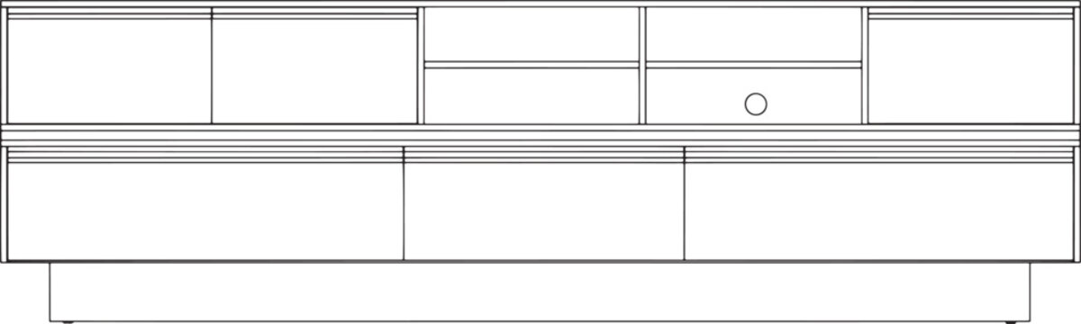 A modern kitchen interior features sleek cabinetry and built-in appliances, exuding clean lines and functionality. The room is designed for efficiency and style.