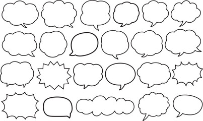Fototapeta premium Hand Drawn Comic Speech Bubbles and Thought Clouds Doodle Set