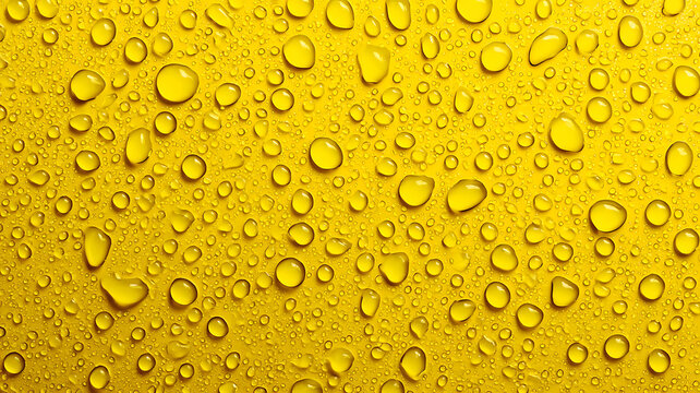 Water droplets on a yellow surface creating a beautiful pattern