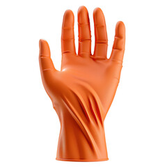 Orange rubber glove on transparent background