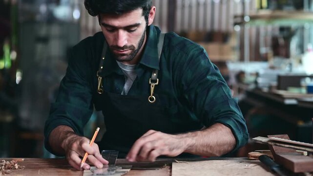 The process of making a classical guitar, Luthier creating a guitar and using tools in a traditional.