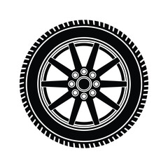 Obraz premium Black and white illustration of a car tire with a detailed tread