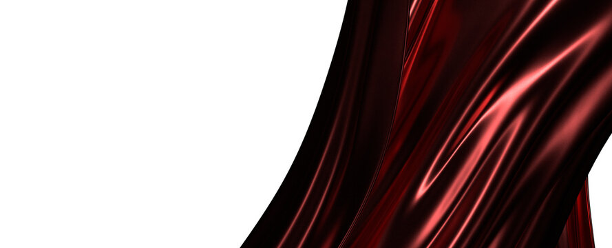Close up of a red silky fabric, featuring vibrant highlights. Perfect for backgrounds or fashion concepts.  Ideal for lu