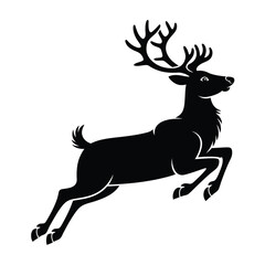 Obraz premium A majestic stag is depicted in a dynamic leaping silhouette