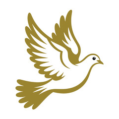 Obraz premium A golden dove in flight symbolizing peace and freedom with elegant wings