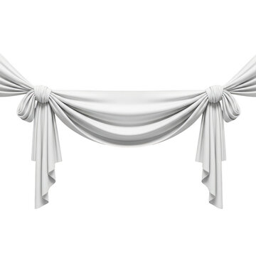 Elegant white fabric swag isolated on transparent background