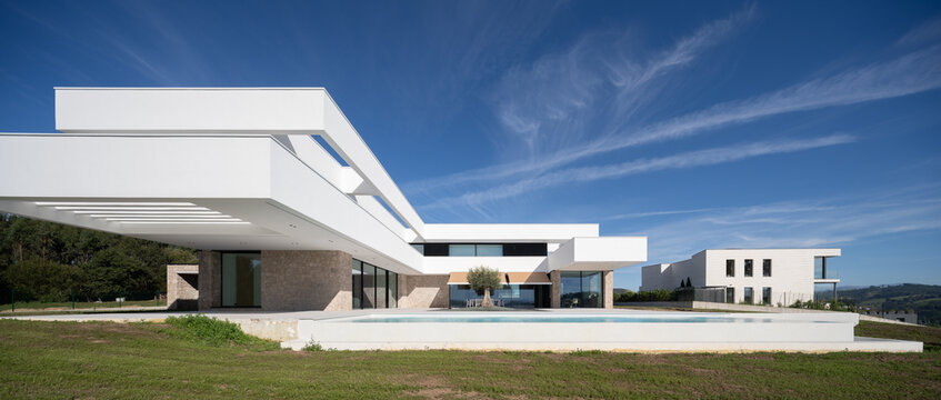 Contemporary architecture of a modern minimalist home