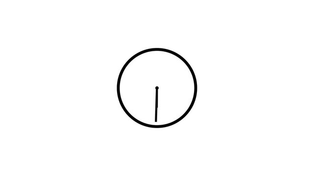 Clock icon animation on white background. analog clock timer circle animated.Clock icon vector animation with clock face.analog new clock icon animation.wall clock simple design.with video animation.