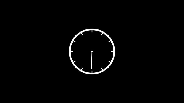 24 hours time clock animation on Black background,with video animation and white color clock icon animation.