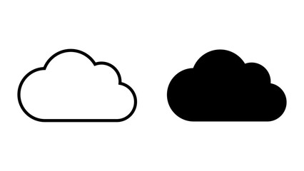 Cloud icon set. Suitable for various purposes like weather forecast graphics, digital storage representations, app icons, or general design elements.