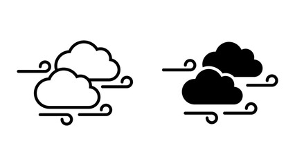 Fog icon set. Minimalist illustration of a windy cloud design, perfect for weather forecast, application interface, or meteorological infographics.