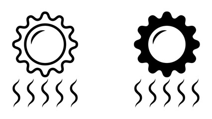 Heatwave icon set. Illustration of a simple sunshine and heat symbol. Suitable for weather forecast, hot temperature or heatwave concept design.