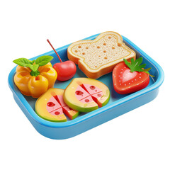 Play food set with fruits and bread on a tray