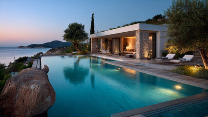 Obraz premium Luxusvilla am Meer