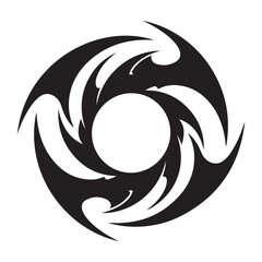 Obraz premium Abstract Black and White Swirling Tribal Circular Graphic Design Element